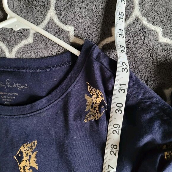 Lilly Pulitzer Preston Dress True Navy Reel It in Print Pima Cotton Size Xsmall - Picture 6 of 7